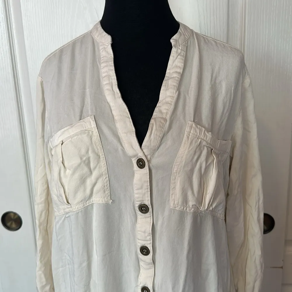 Listicle  CREAM BUTTON FRONT LONG SLEEVE BOHO DRESS ROMANTIC - Image 3