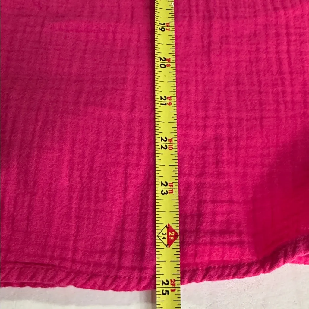 Three Dots Fuchsia XXL cap sleeve v neck slub knit cotton gauze top lightweight - Image 12