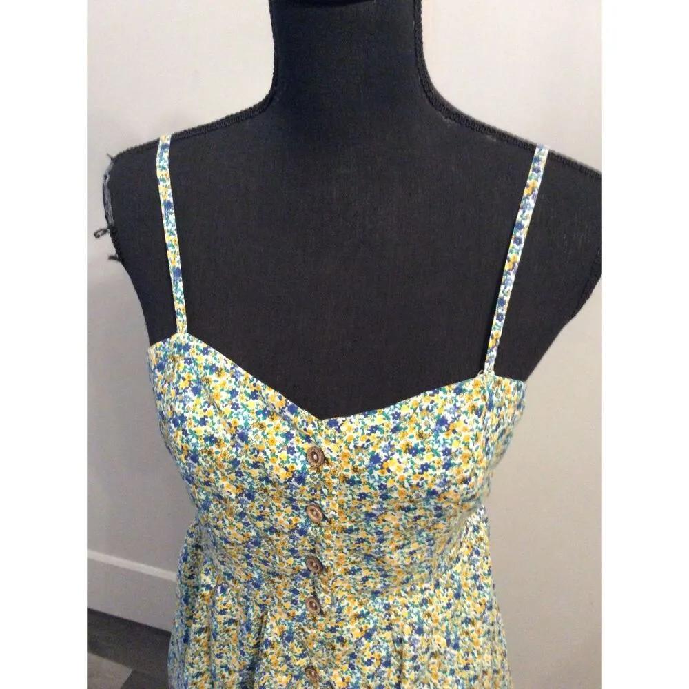 Forever 21  Spaghetti Strap Lined Floral Sundress Medium M Button front CUTE - Image 2