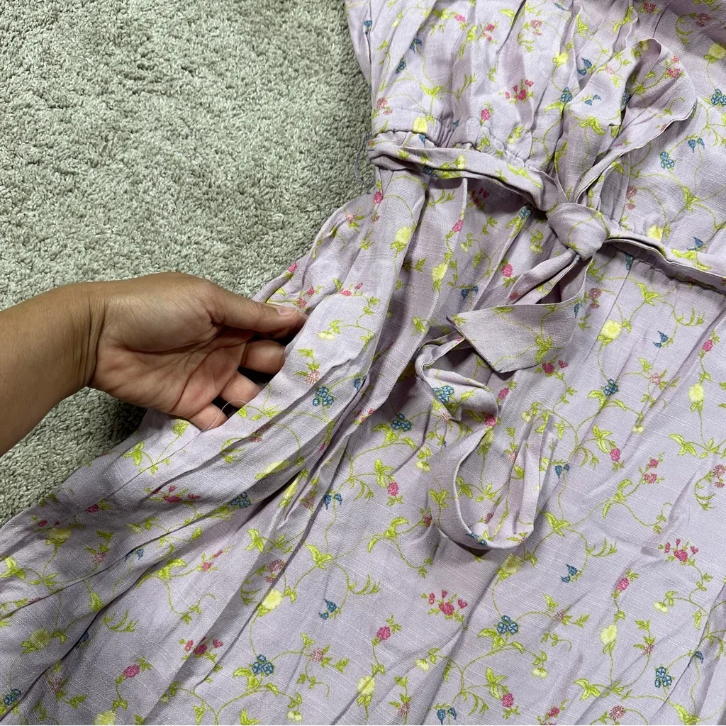 Matilda Jane Enchanted Garden Artist Floral Tiered Midi Dress Boho in Purple L - Image 13