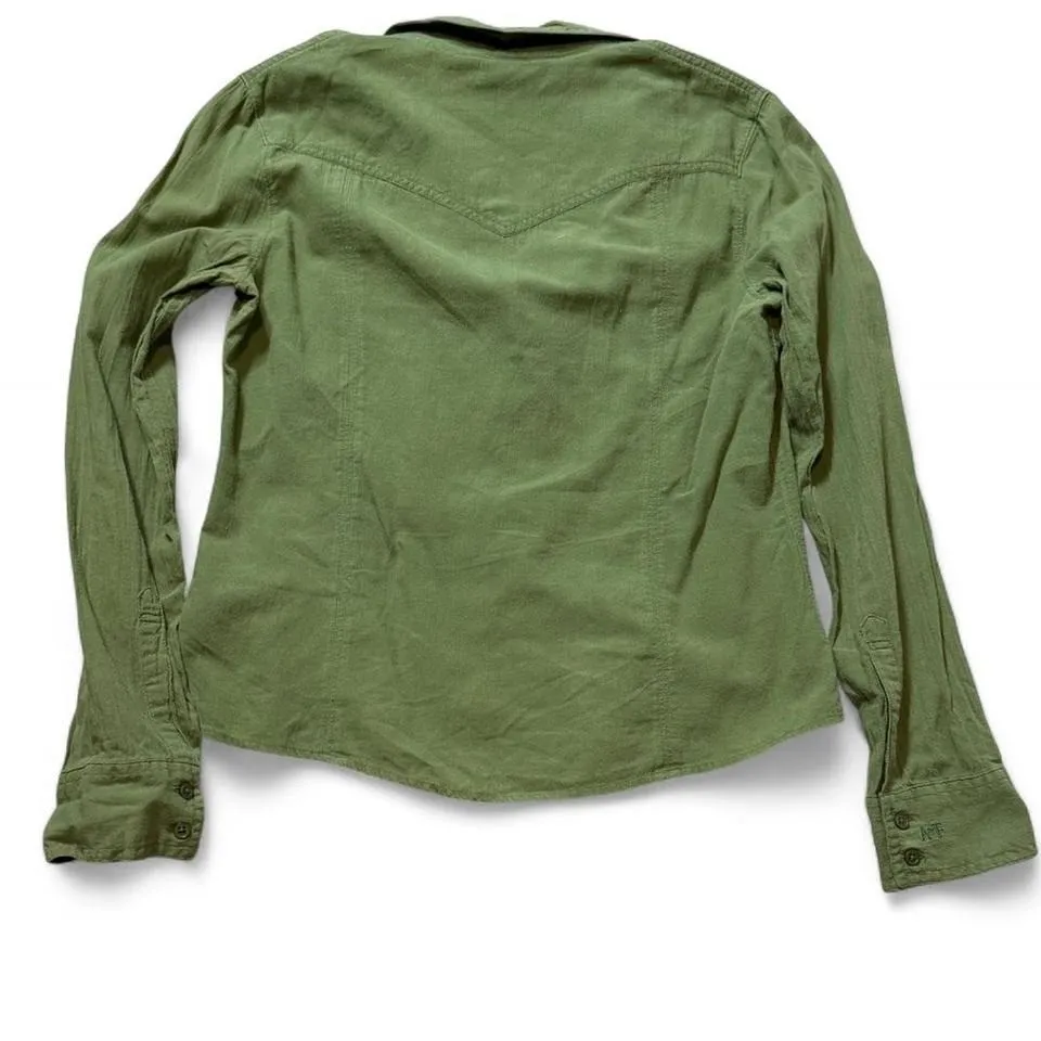 Vintage Abercrombie & Fitch Green Hidden Button Up Shirt - Image 3