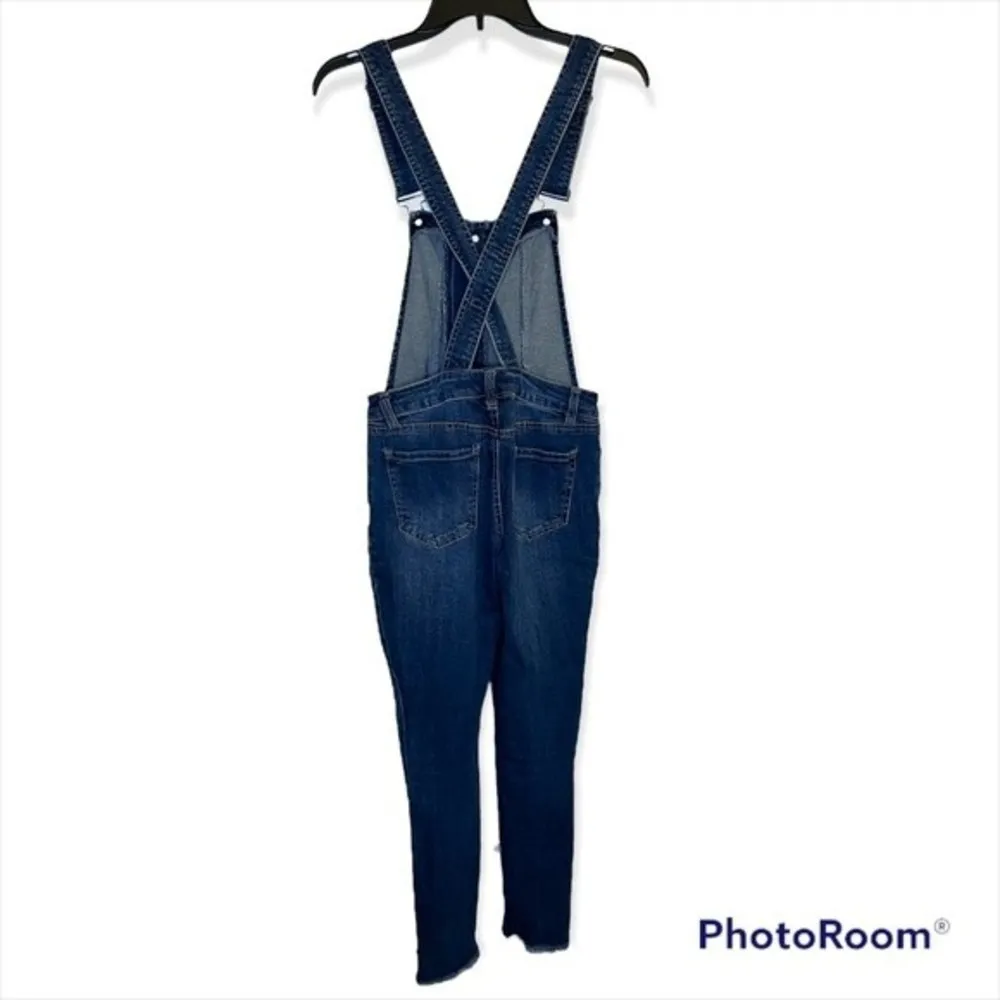 Dark Wash Denim Skinny Overalls Size Small - Image 2