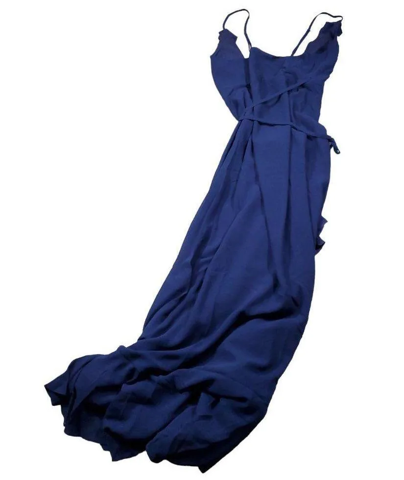 Yumi Kim Navy Blue Meadow Maxi Dress Wrap Front Tie Flowy V-Neck Size XS - Image 3
