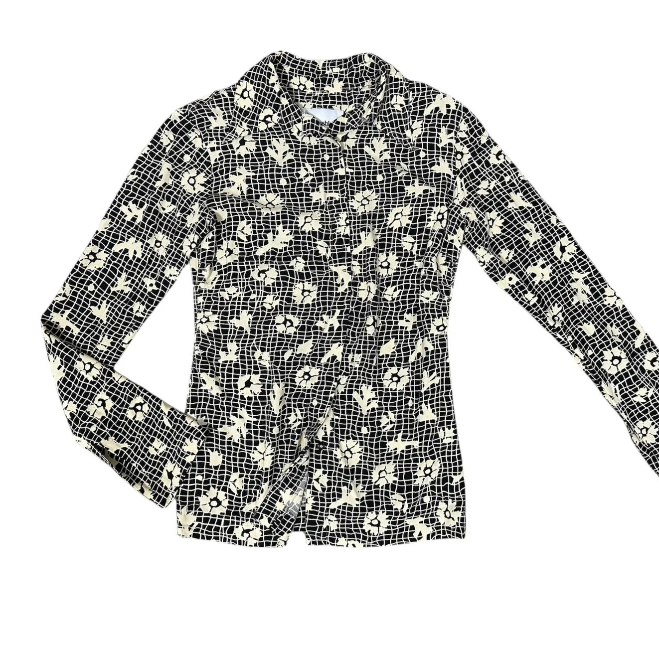 Nanushka Blouse Button Down Brown Graphic Pattern Size M - Image 8