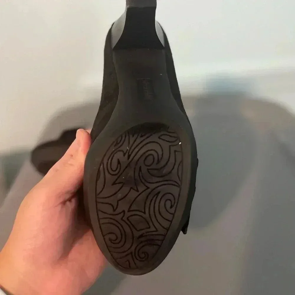 Solesenseability Womens‎ Ladies Black Suede w/Bow Pumps Heels Shoes Size 6.5 - Image 3