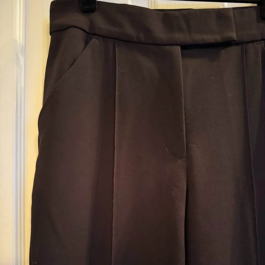 Black Express Flare Trouser Pants Vertical Accent Seam Super High Rise 10S Short  - Image 5