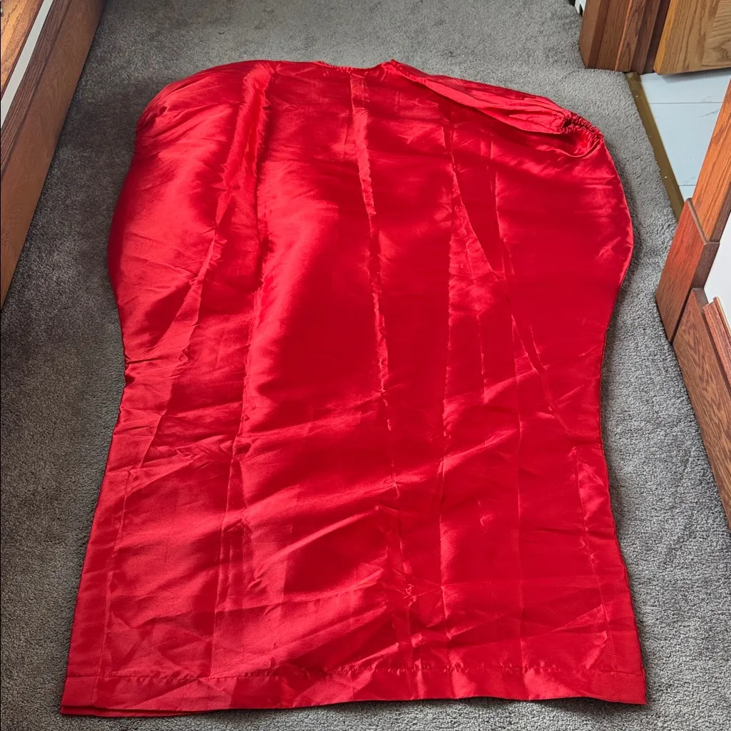 African Mikado Silk Red W/ Gold Embellishments Two Piece Bubu Dress Set SIZE OS - Image 6