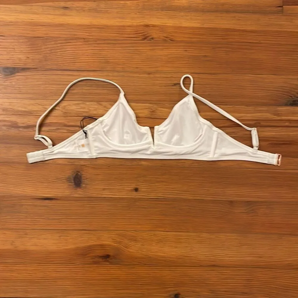 Shade & Shore White Ribbed Bikini Swimwear Top Womens 32C NEW Beach Travel - Image 5