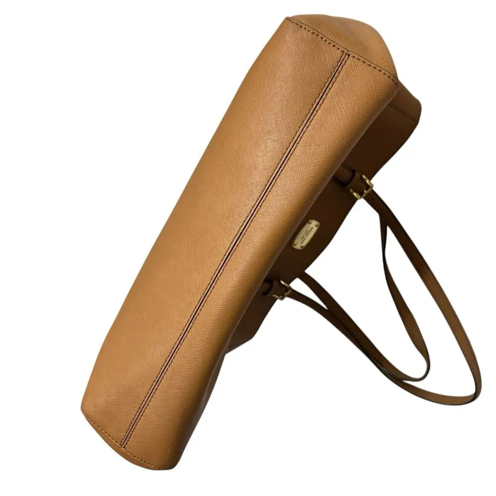 Michael Kors Jet Set Travel Safiano Leather Tote Handbag Purse Luggage Brown OS - Image 10