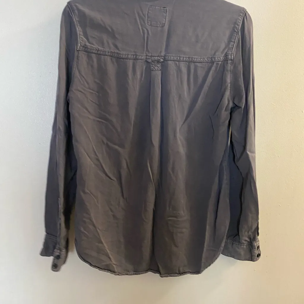 American Eagle Womens Vintage Boyfriend Button Up Shirt S Small Gray Long Sleeve - Image 3