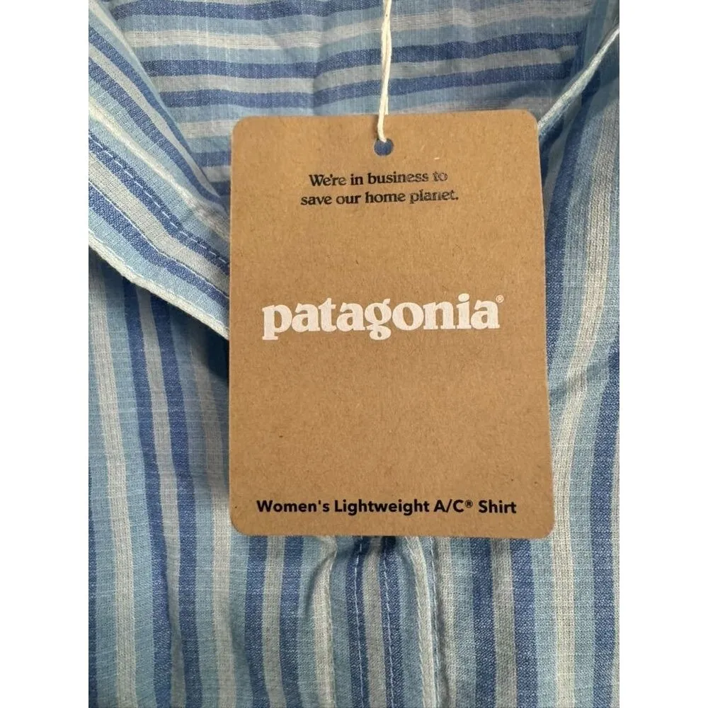 Patagonia Lightweight A/C Shirt 52960 Good Times Steam Blue Stripe Women's XL - Image 3