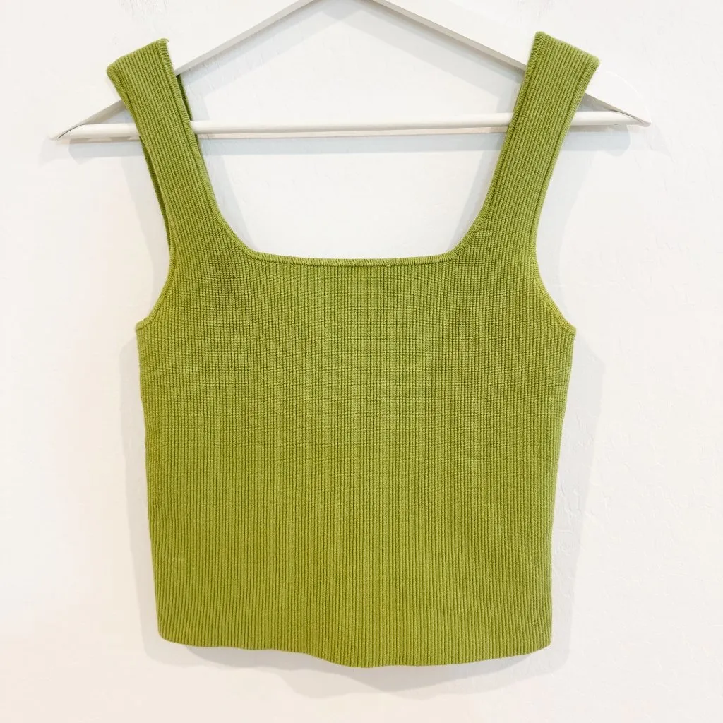 Reformation‎ Julia Thick Knit Ribbed Tank Top Basic Chartreuse Green Size Small - Image 2