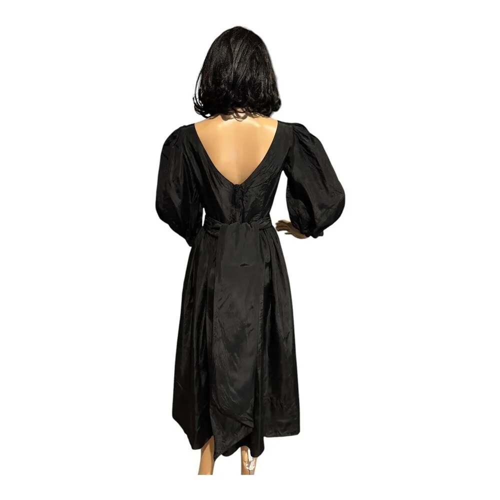 Vintage 80’s Laura Ashley Black dress puff sleeve made in Ireland size small - Image 5