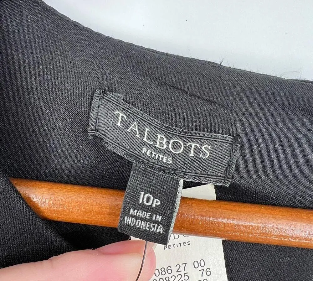 NEW Talbots black with white fringe trim sheath dress short sleeve 10 petite - Image 11