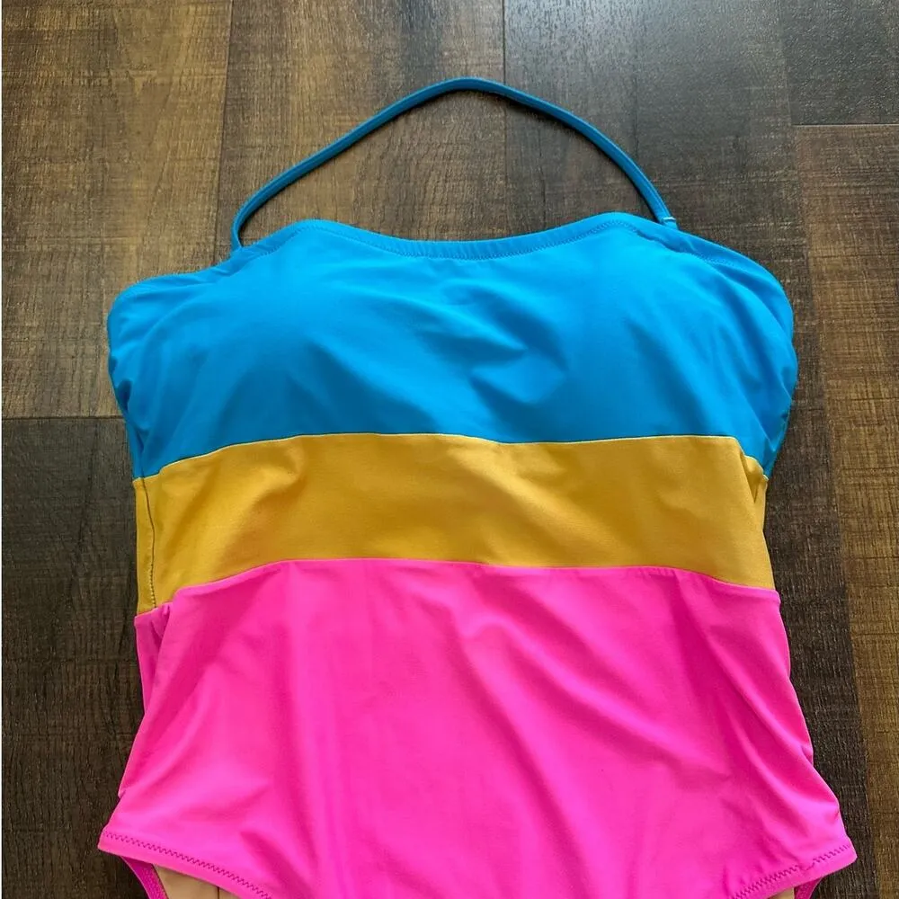 J.Crew Bandeau One-Piece in Colorblock Swimsuit Size 12 - Image 3