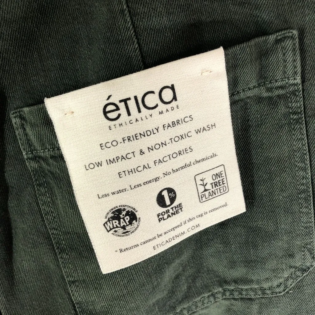 Etica Womens Max Pleated Shorts Denim Pockets Seaweed Green 31 - Image 3