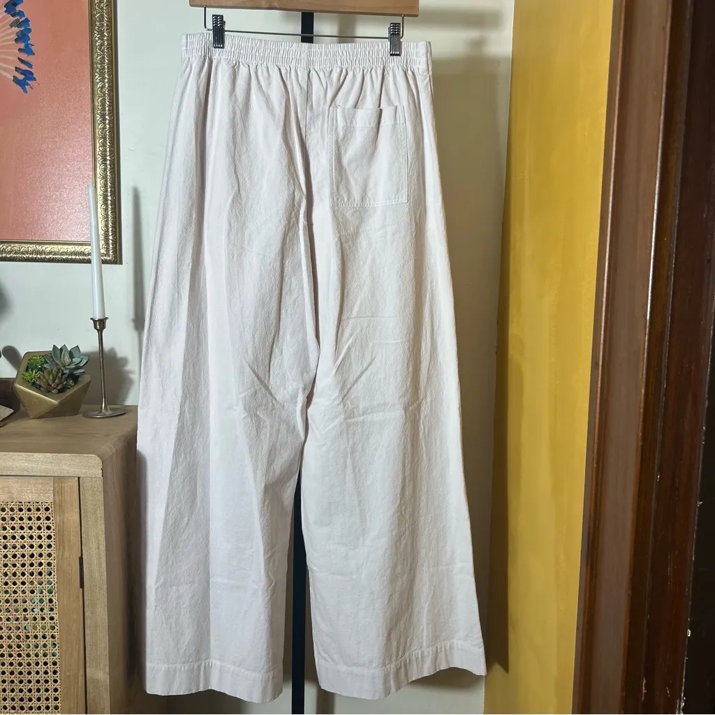 Sundry Lace Up Wide Leg Pants Beach Coastal Resort Cotton Oyster NWT $138 Size L - Image 6