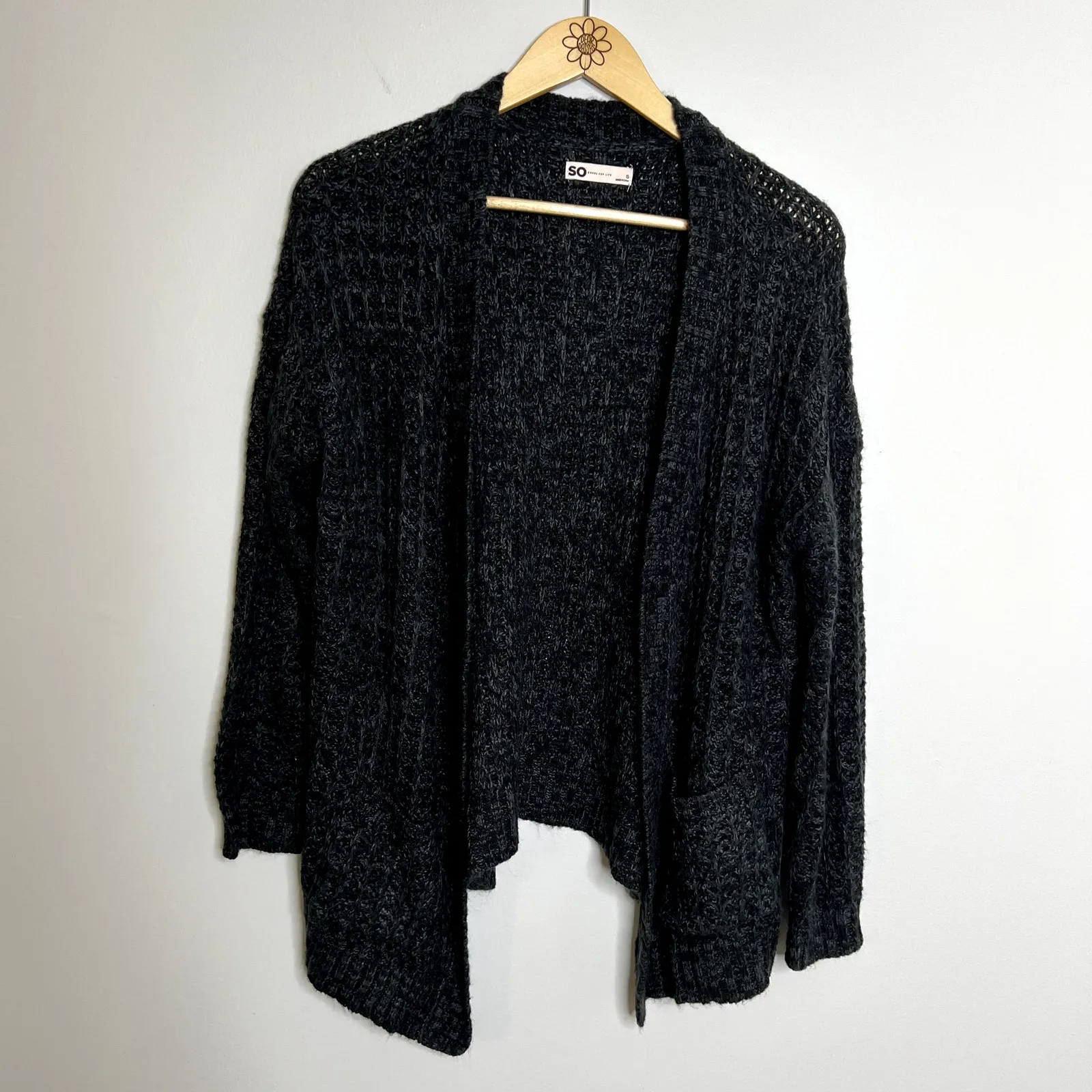 SO Gray Knit Open Front Cardigan Sweater - Image 4