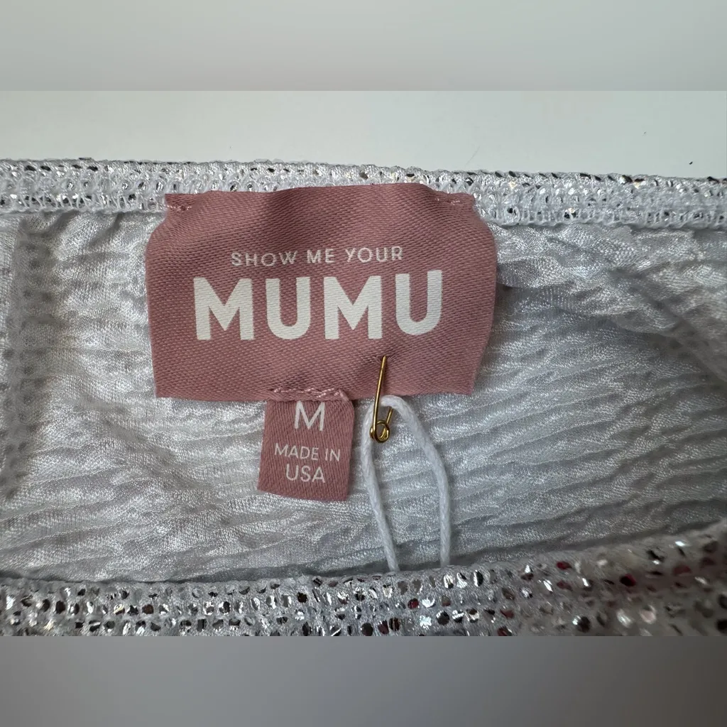 Show Me‎ Your MuMu NWT Women’s Micro Tube Silver Confetti Top Size M - Image 6