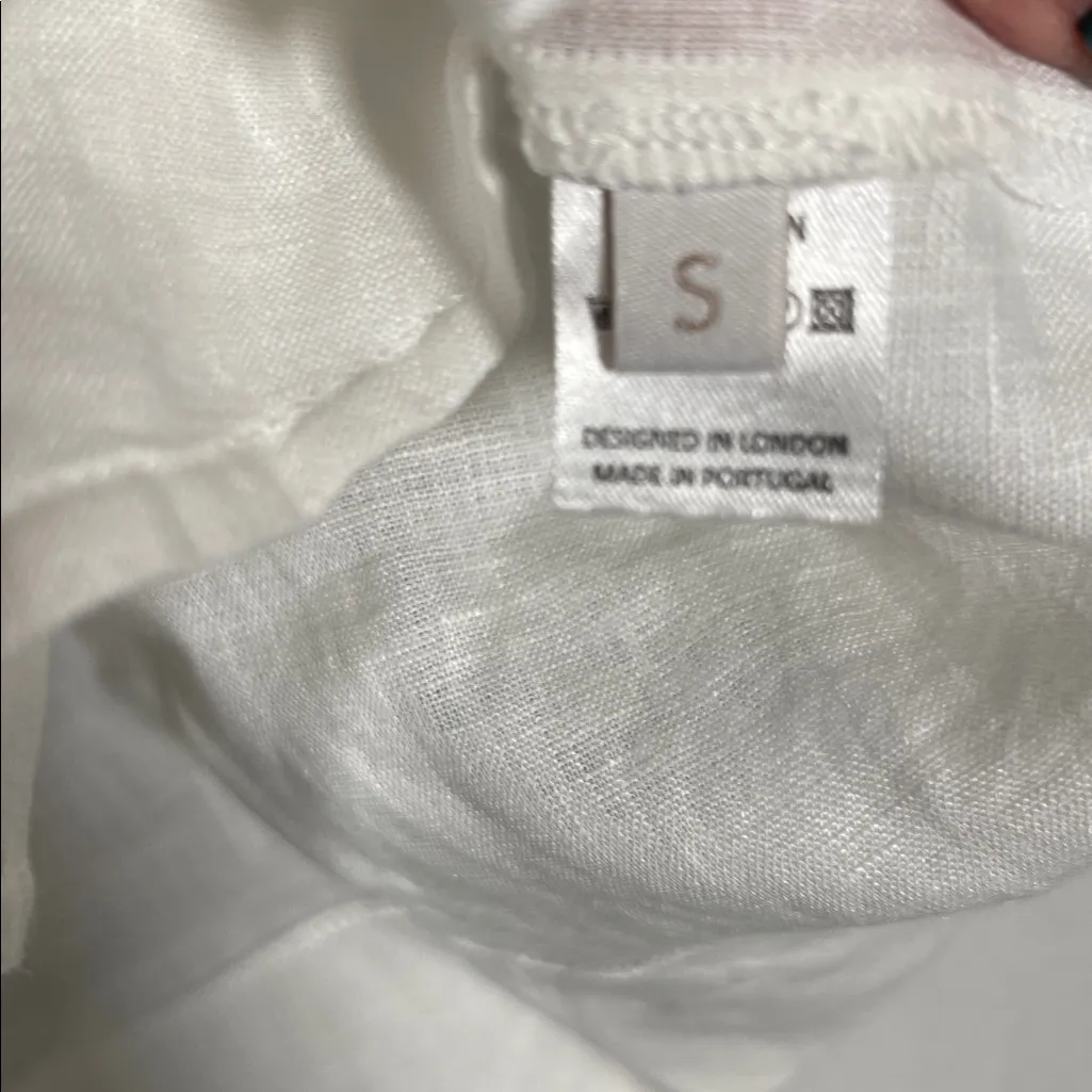 ASCENO WOMENS PLEATED HIGH WAIST LINEN SHORTS WHITE SMALL - Image 5