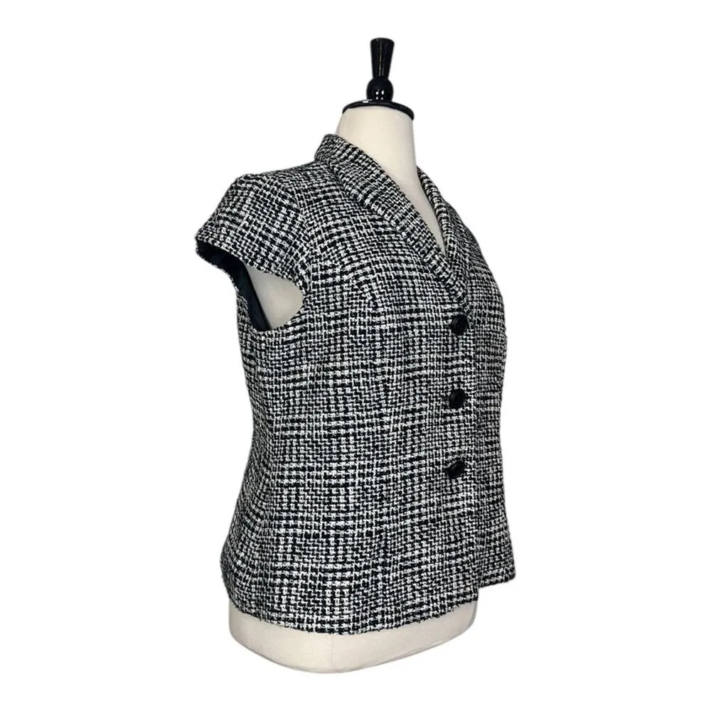 Coldwater Creek Blazer Cap Sleeve 3 Button Black White Tweed Women’s Size 18W - Image 2