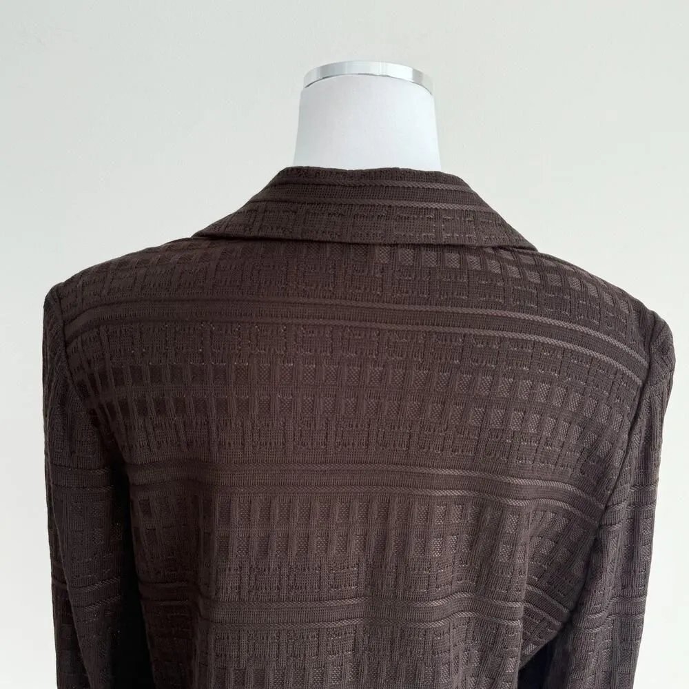 Ming Wang Knit Jacket Womens Large Brown Acrylic Minimalist Career Traver Blazer - Image 5