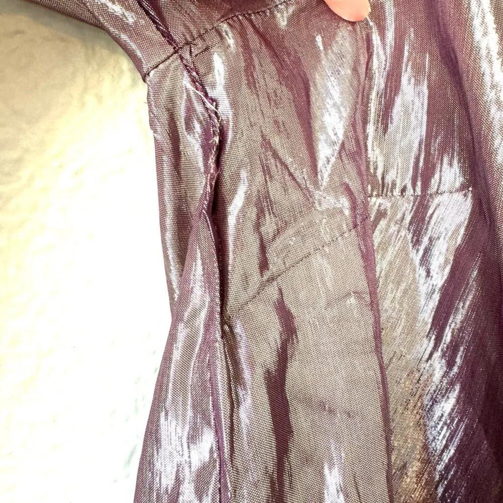 Allen Schwartz Purple Metallic Blouse Bow Front Size Large - Image 9