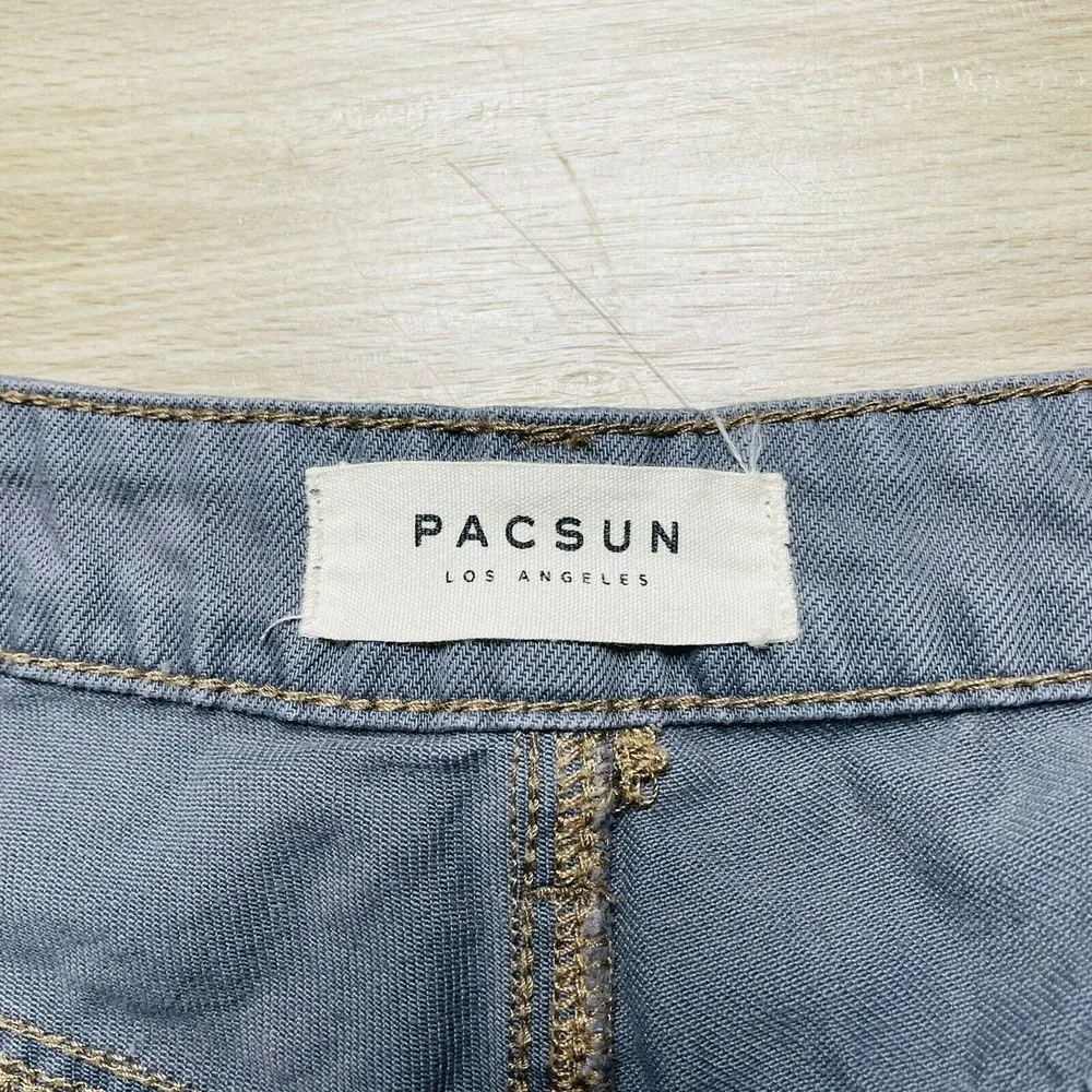 Pacsun Jean Shorts Mid Rise Distressed Fringe Gray Sz 28 - Image 2