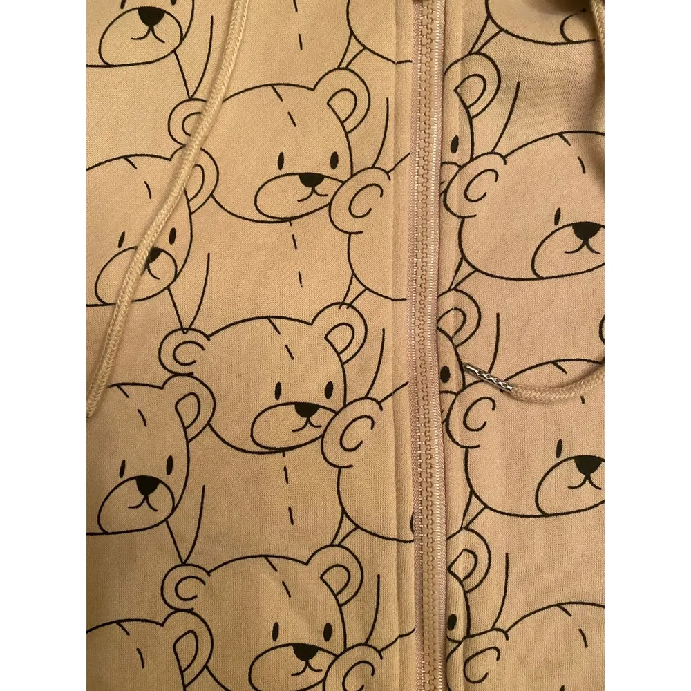 Brown bear kawaii oversized XL ZIP up hoodie cozy - Image 3