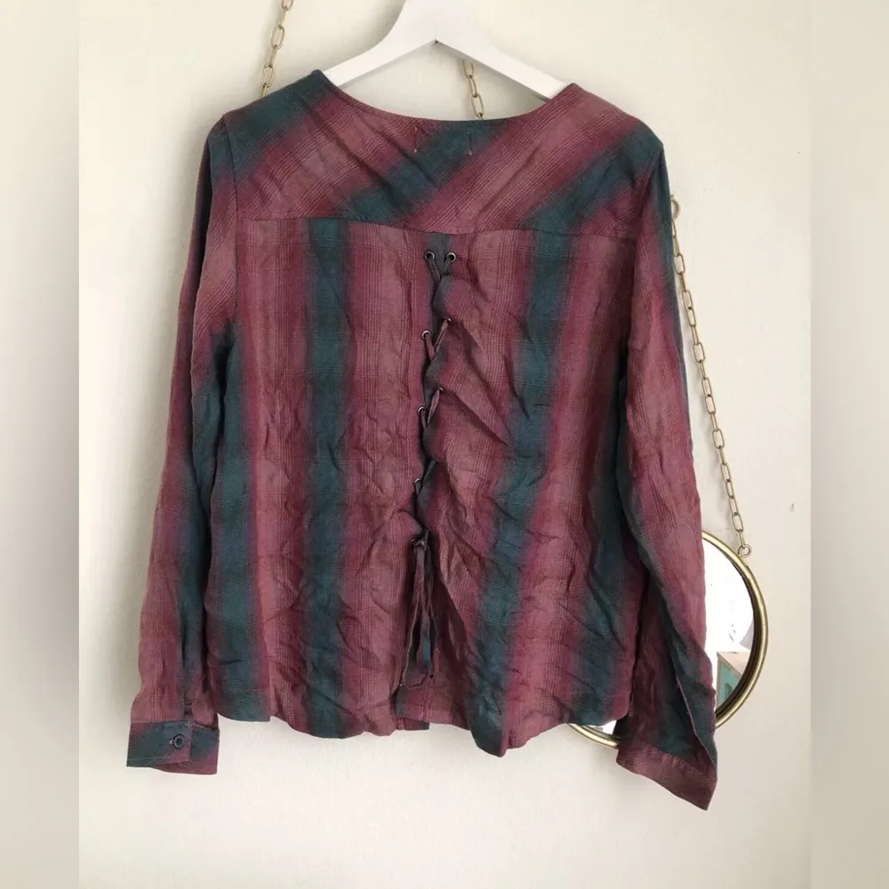 Cloth & Stone Women's Purple and Green Top - Image 4