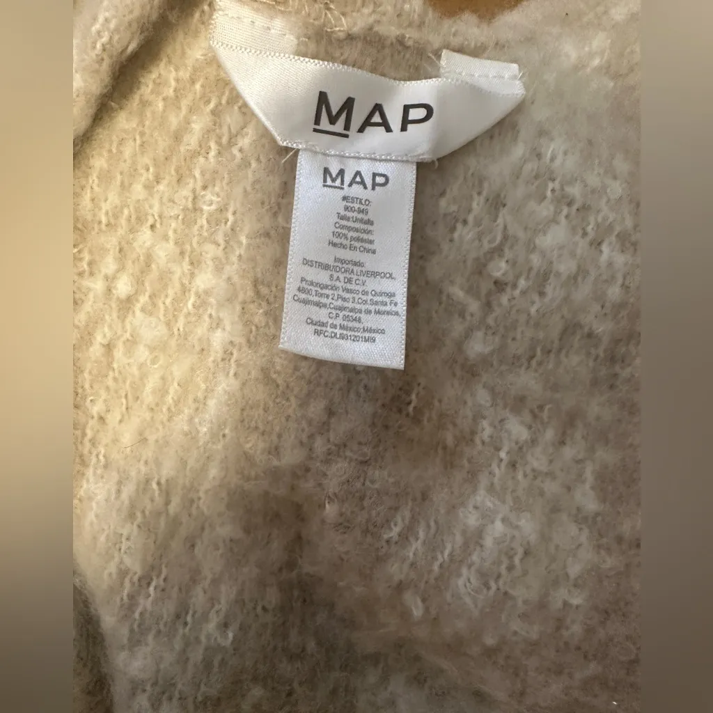 MAP from Mexico Cozy Striped Fringe Poncho Cape Wrap Sweater Gray - Image 6