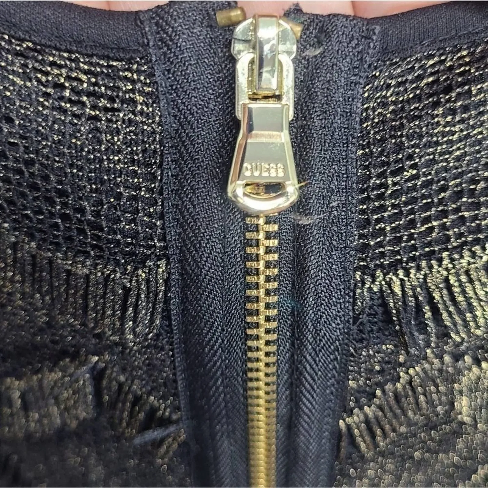 GUESS Sleeveless Dress Bodycon Mini in Black Gold Detail Size 2 - Image 4