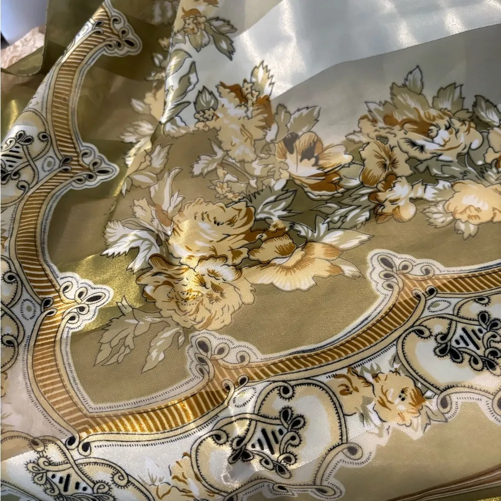 Vintage Straw Hat and Scarf Combo Olive Green - Image 6