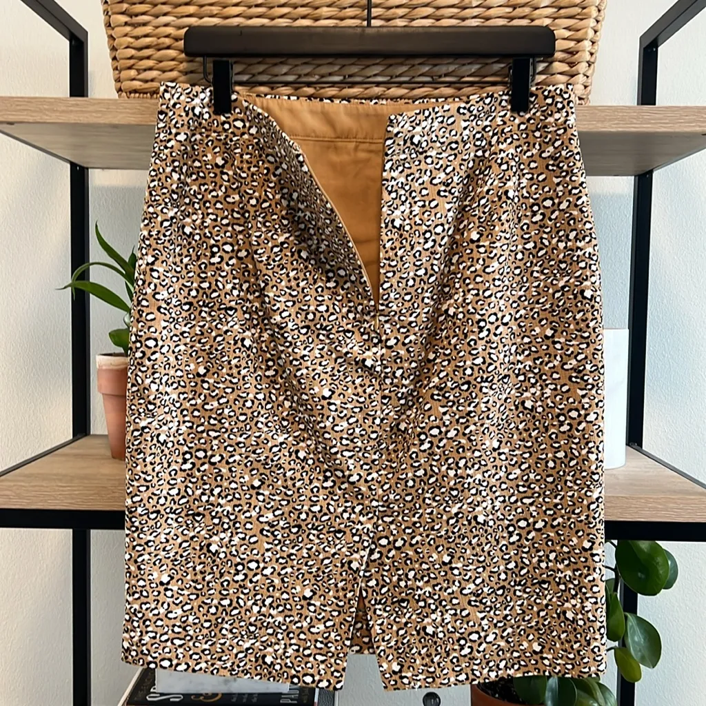J. Crew Woven Leopard Print Pencil Skirt, 6 - Image 4