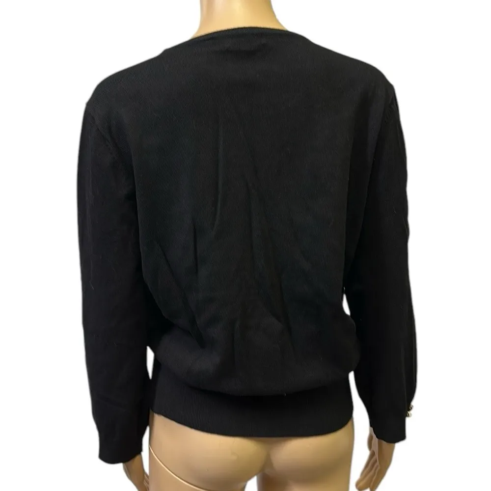 Premise Studio Black Cardigan Gold Buttons 3 Quarter Slv Knit Sweater Womens XL - Image 3