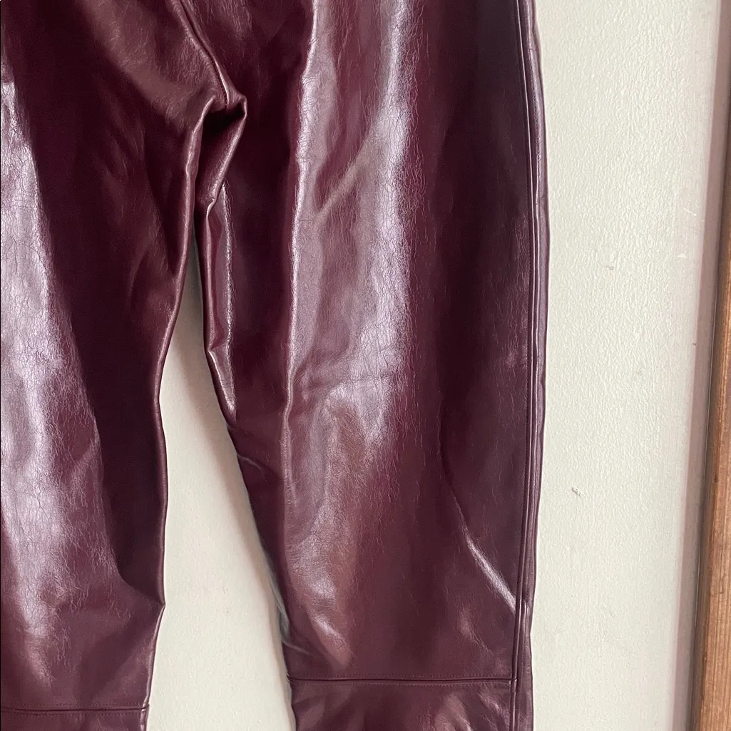 Spanx Faux Patent Leather Leggings in Ruby - Image 11