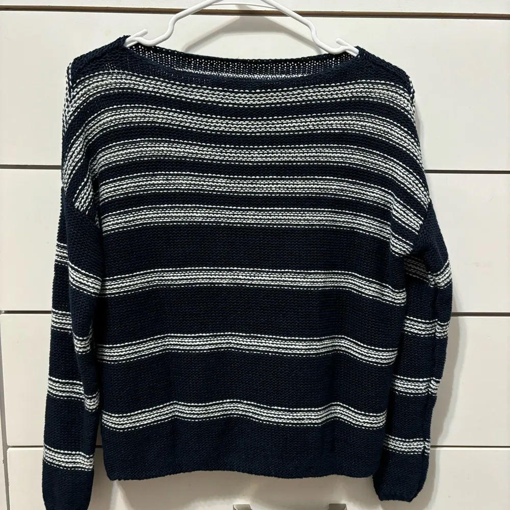 Vince Navy Blue & White Stripe Sweater - Image 2