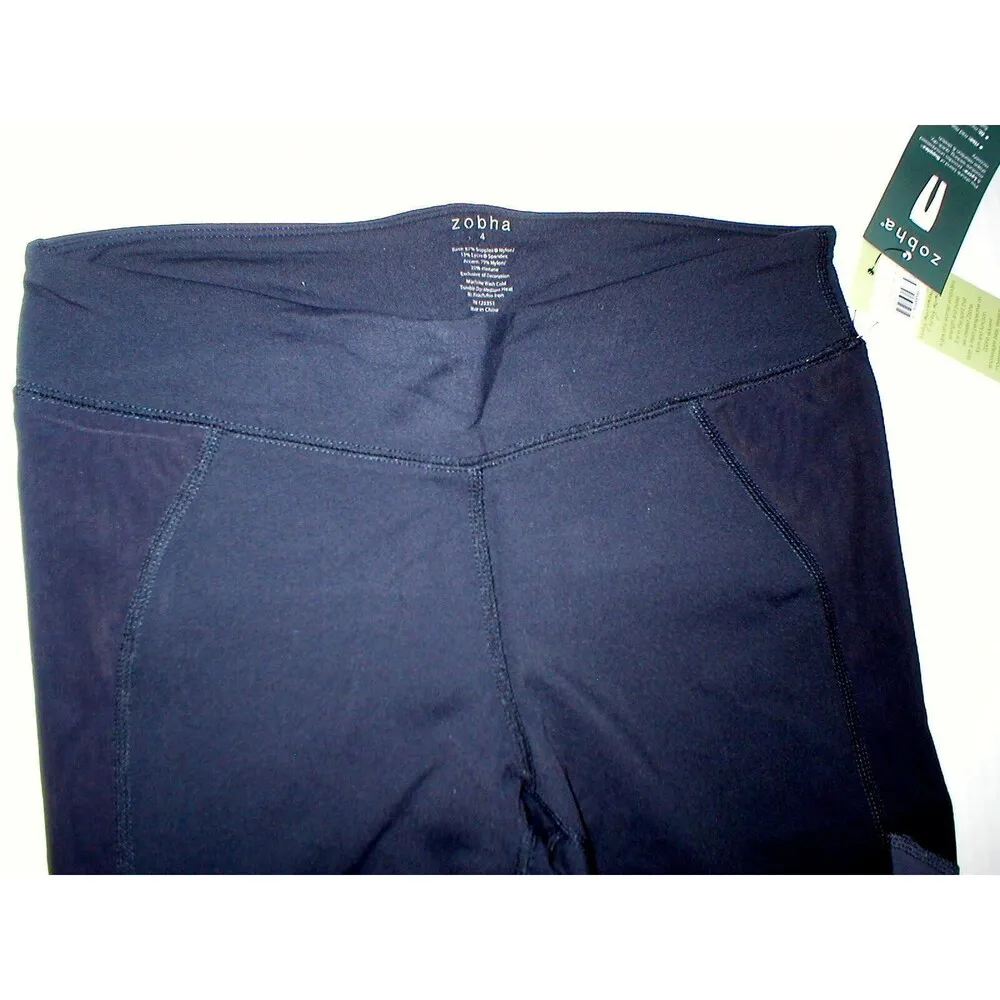 Womens New Zobha Yoga Capri Pants 4 NWT $88 Black Gray Run Pilates Barre Gym S - Image 2