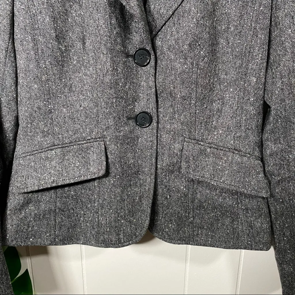 Ann Taylor Wool 2 Button Suit Jacket Blazer Gray Marl Women's Size 0 - Image 3