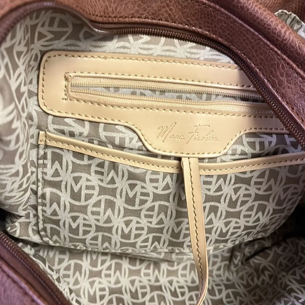 Marc Fisher  Brown Zip Code Buckle Saddle Handbag - Image 8