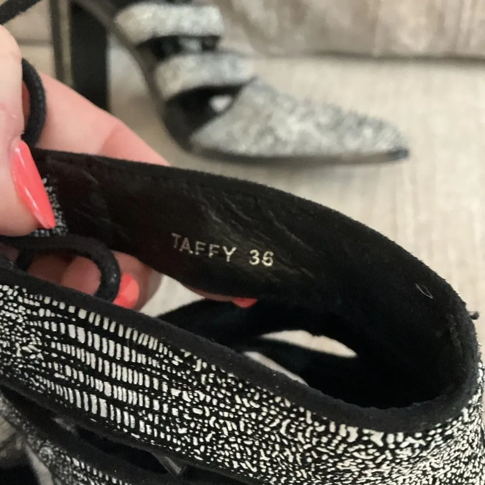 Senso Taffy Ice Lizard Lace Up Heeled Bootie Shoes Pointy Toe Sexy 36 US 6 Party Black - Image 11