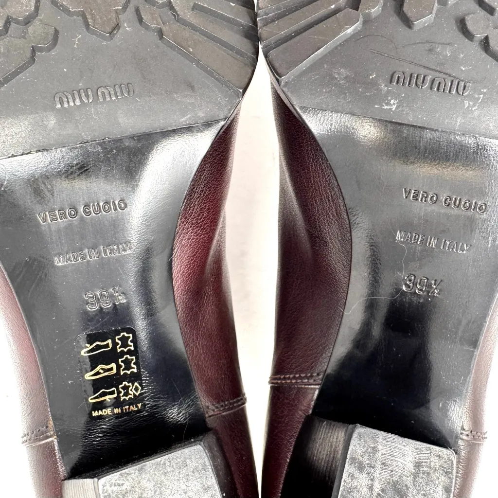 MIU MIU brown leather western style booties, made in Italy, size 39.5, NWOT - Image 9