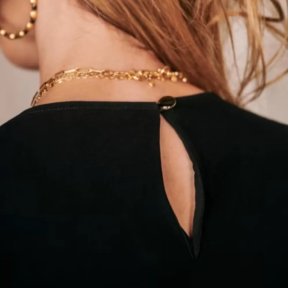 Sezane Black Benedicte Poof Button Sleeve Blouse - Image 3