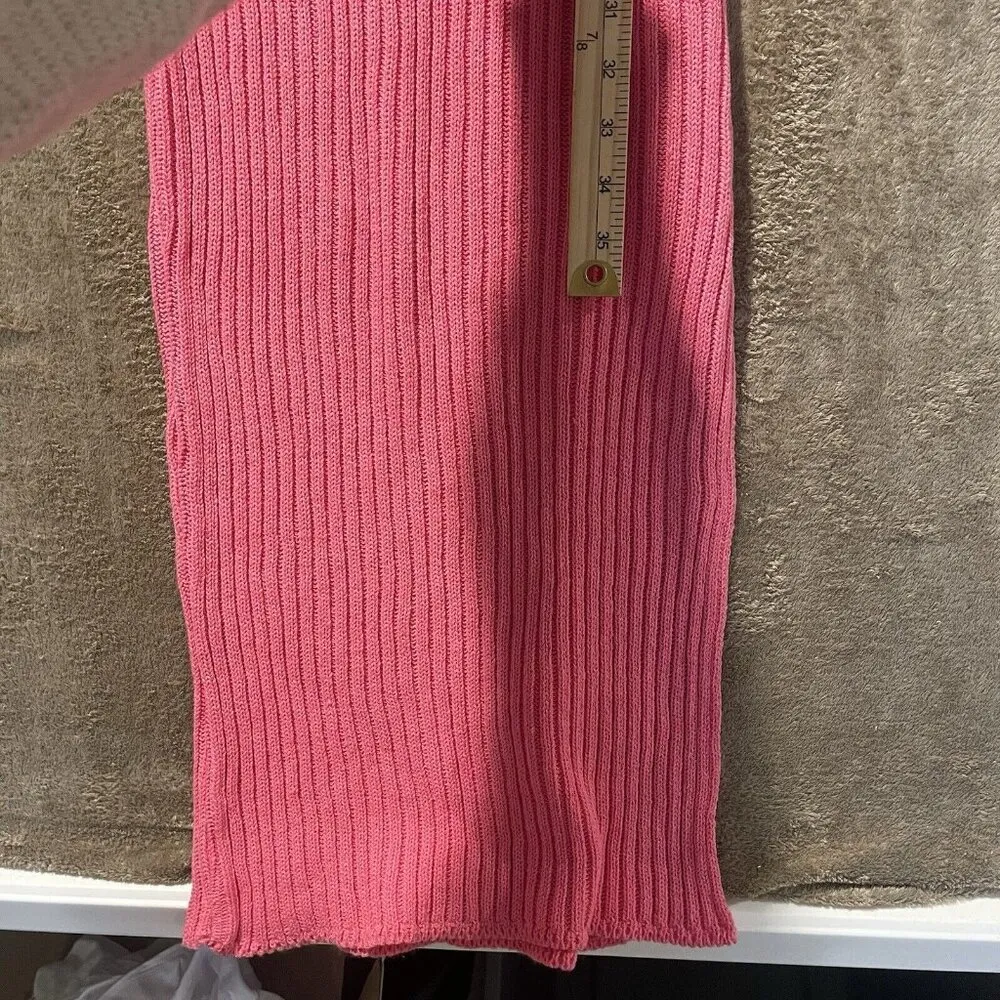 Pretty Little Thing Long Dress Womens Sz 10 L Ribbed Knit Maxi Pink Slit Fitted - Image 8