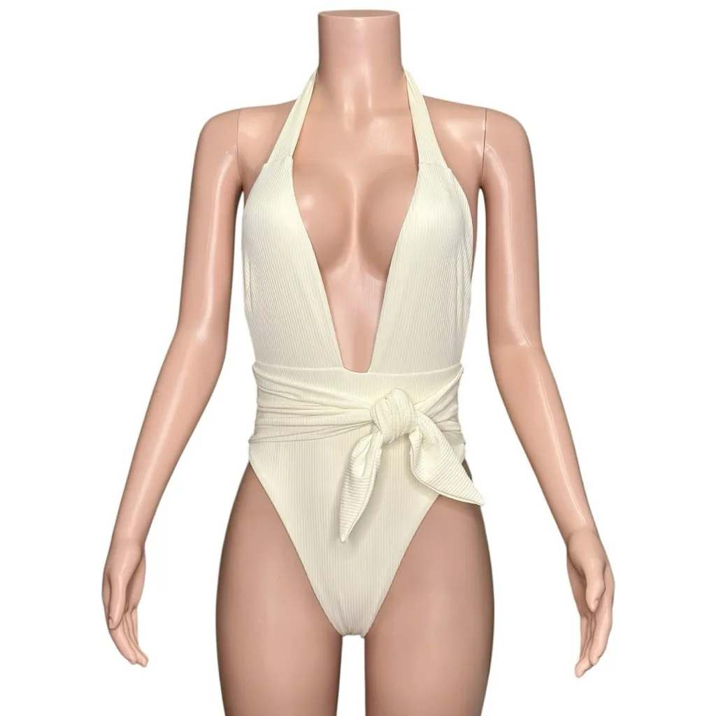 MONTCE Tropez One Piece Swim, Cream Rib, Medium White - Image 3