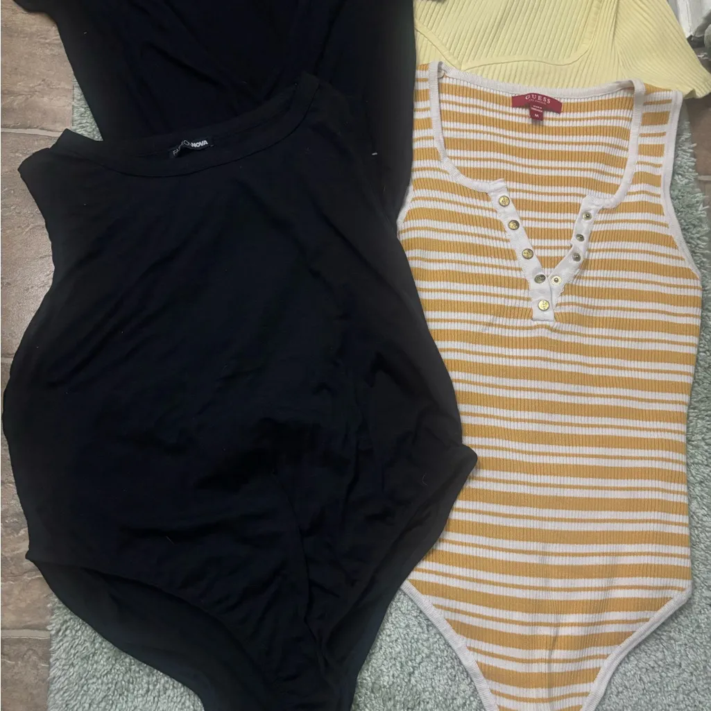 Guess Women's Bodysuits in Black, Cream, and Yellow Stripes - Image 5