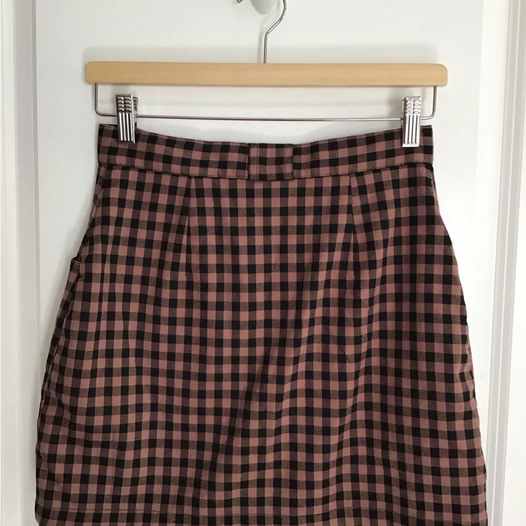 Urban Outfitters Gingham Checkered Mini Skirt With Pockets Brown & Black Size S - Image 4