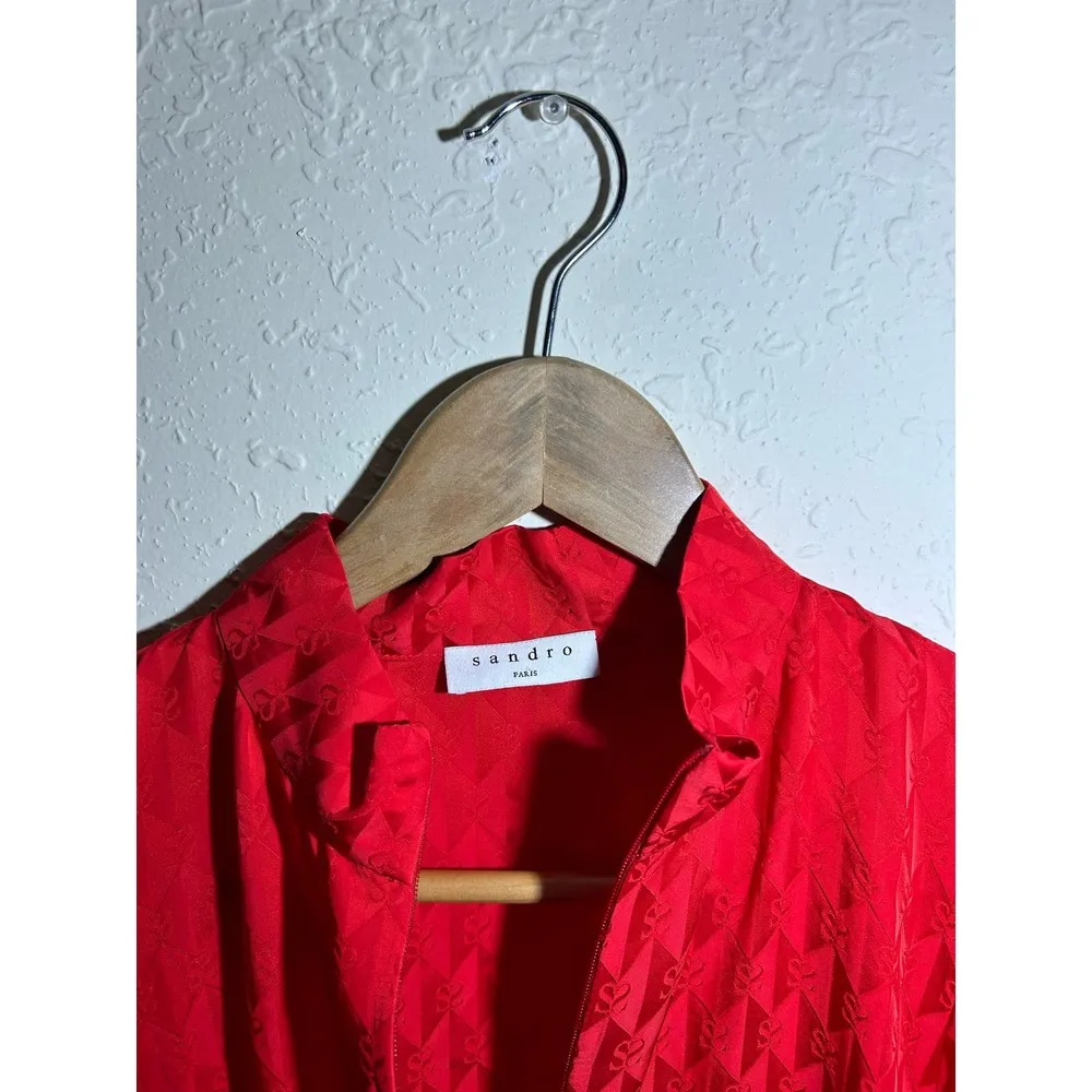 NWOT SANDRO Raya Satin Jacquard Midi Dress Size‎ 34 - Image 6