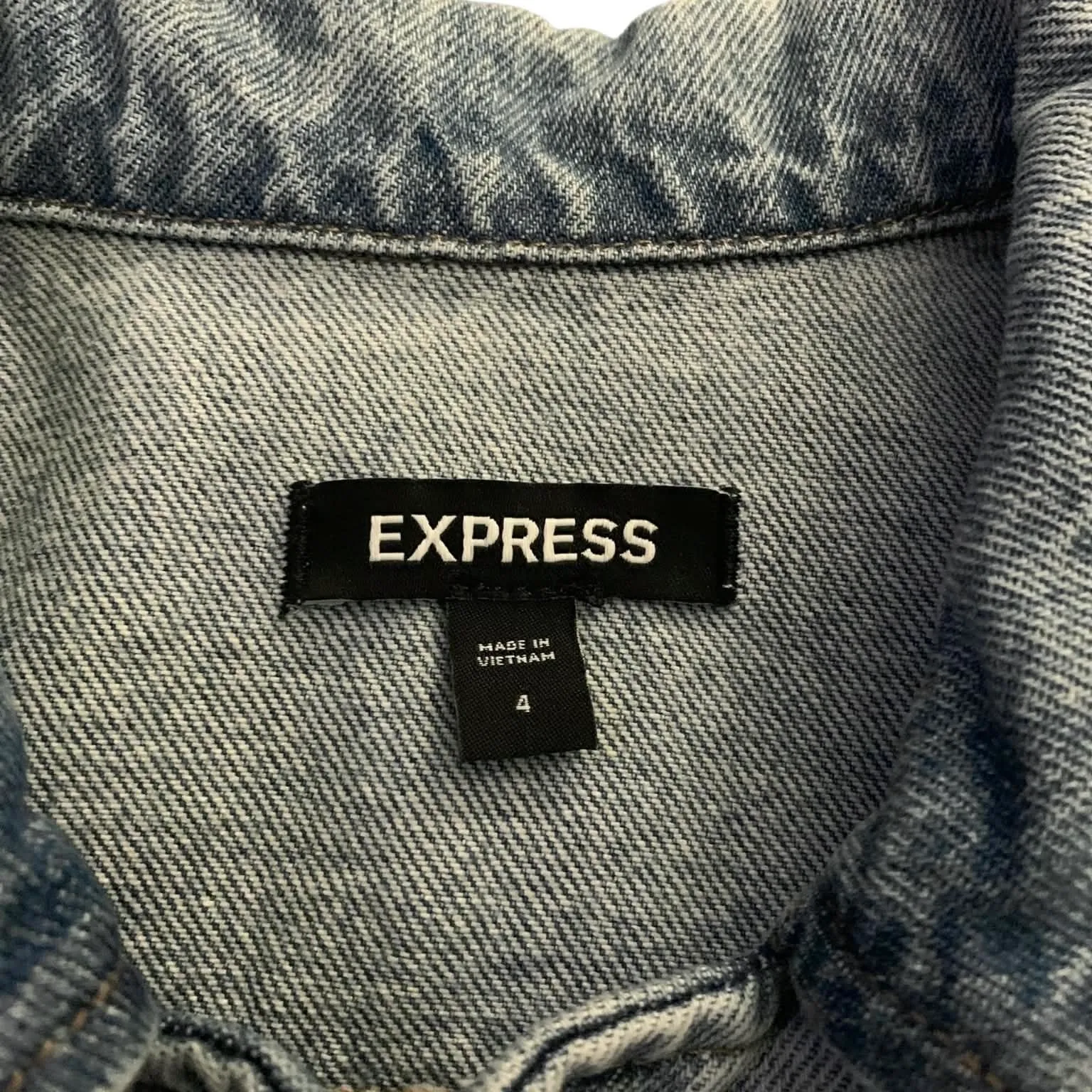 ​EXPRESS Acid Wash Denim Jumpsuit Puff Sleeve Retro 80s Utility Boiler Suit 4 - Image 5