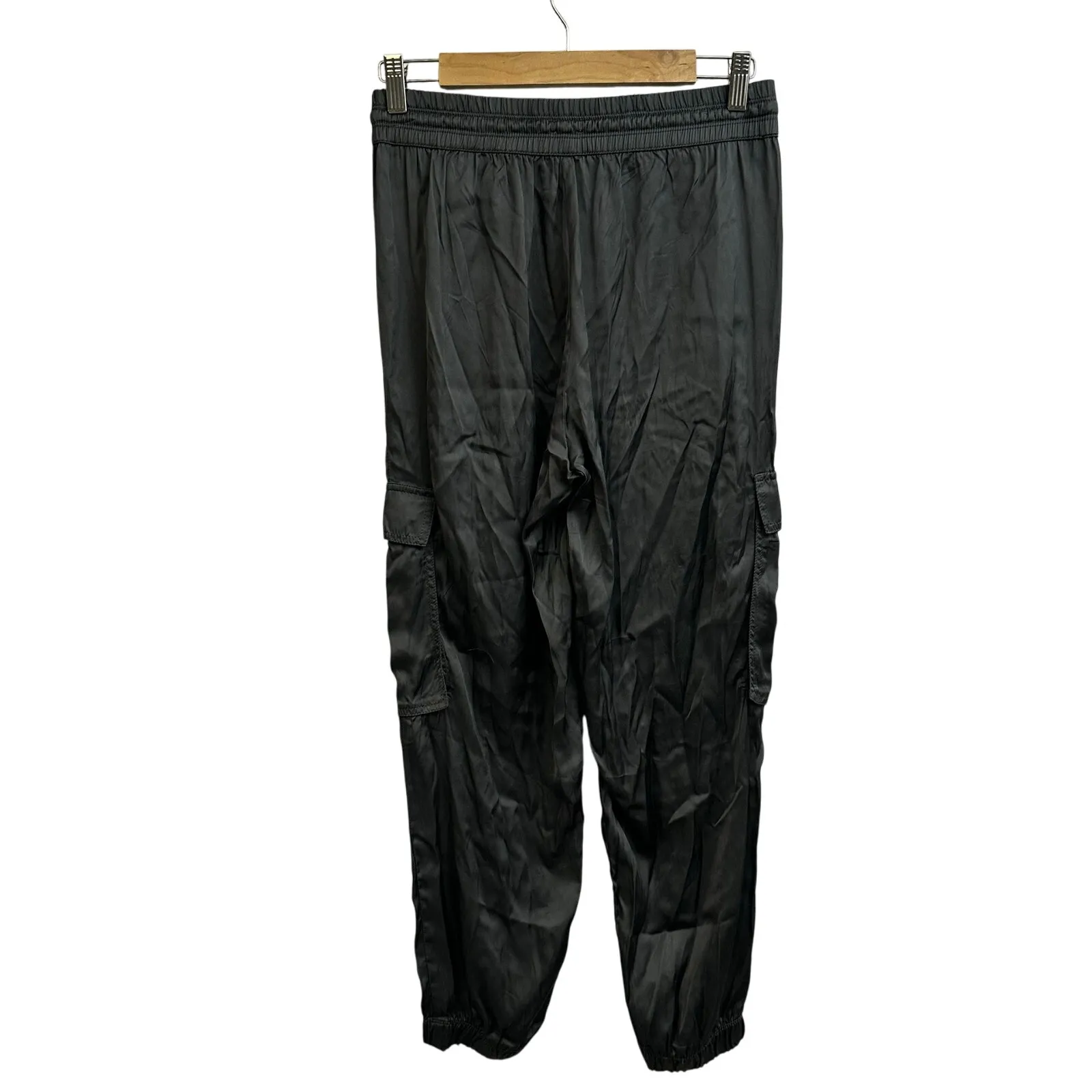 Aerie Gray Silky Cargo Jogger Pants Small Lightweight Drawstring Pockets - Image 4